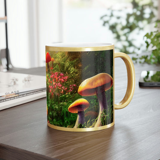 11oz Enchanted Mushroom Forest Gold Metallic Mug